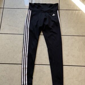 Adidas Kids Black Leggings with White Stripes
